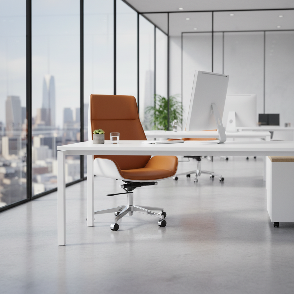 Executive Office Chair High Back Orange & White - Ergonomic PU Leather Chair UAE | IH 865- ORN/WHT