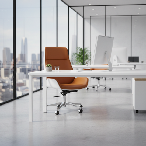 Executive Office Chair High Back Orange & White - Ergonomic PU Leather Chair UAE | IH 865- ORN/WHT