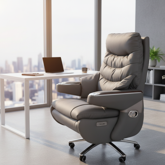 Electric Recliner Office Chair Grey - PU Leather Ergonomic Chair UAE | IH 6076
