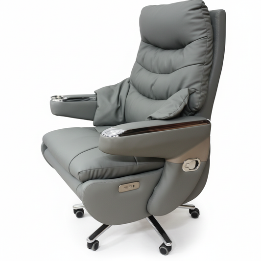Electric Recliner Office Chair Grey - PU Leather Ergonomic Chair UAE | IH 6076