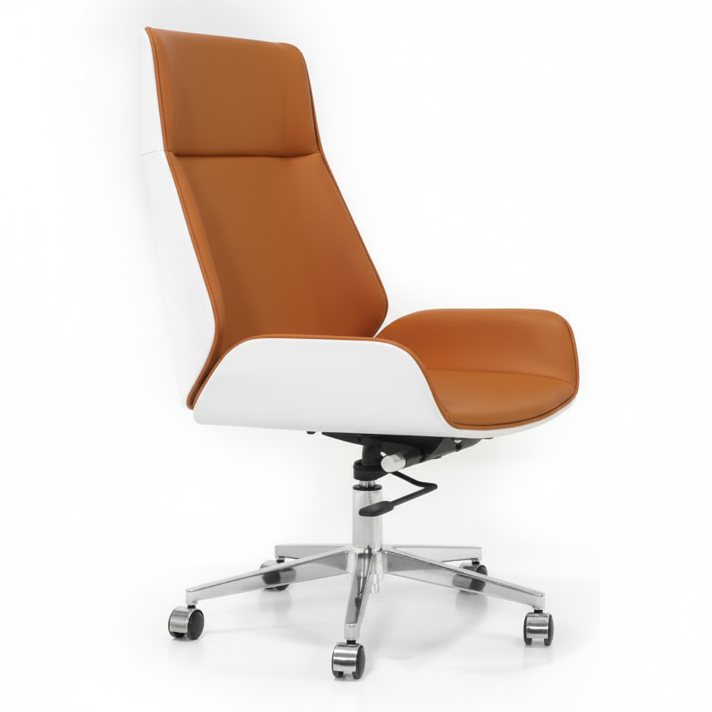 Executive Office Chair High Back Orange & White - Ergonomic PU Leather Chair UAE | IH 865- ORN/WHT