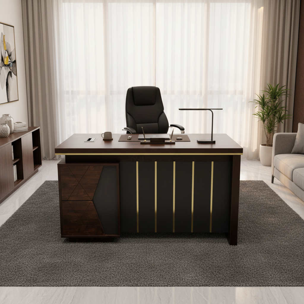 Office Desk 1.4m Golden Oak Grey 140x70x75cm - UAE Wide Delivery