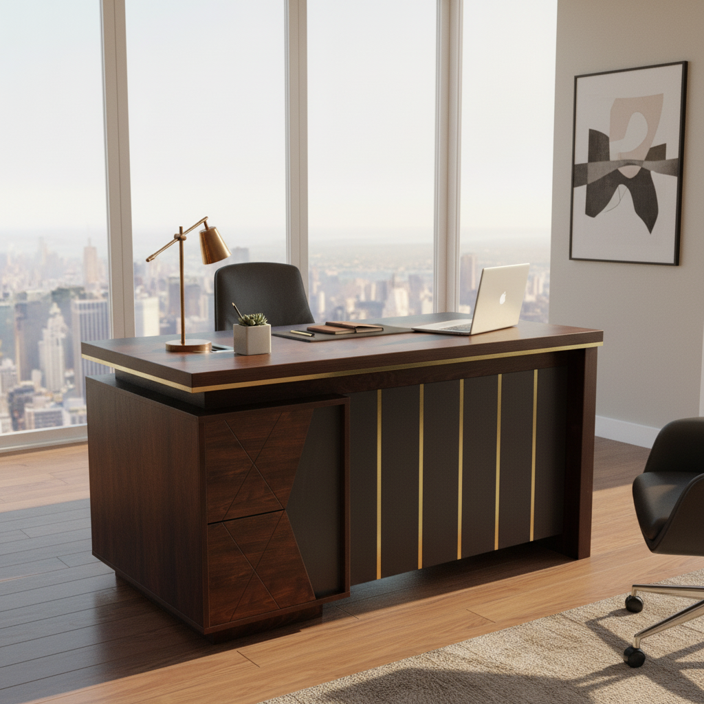 Office Desk 1.4m Golden Oak Grey 140x70x75cm - UAE Wide Delivery