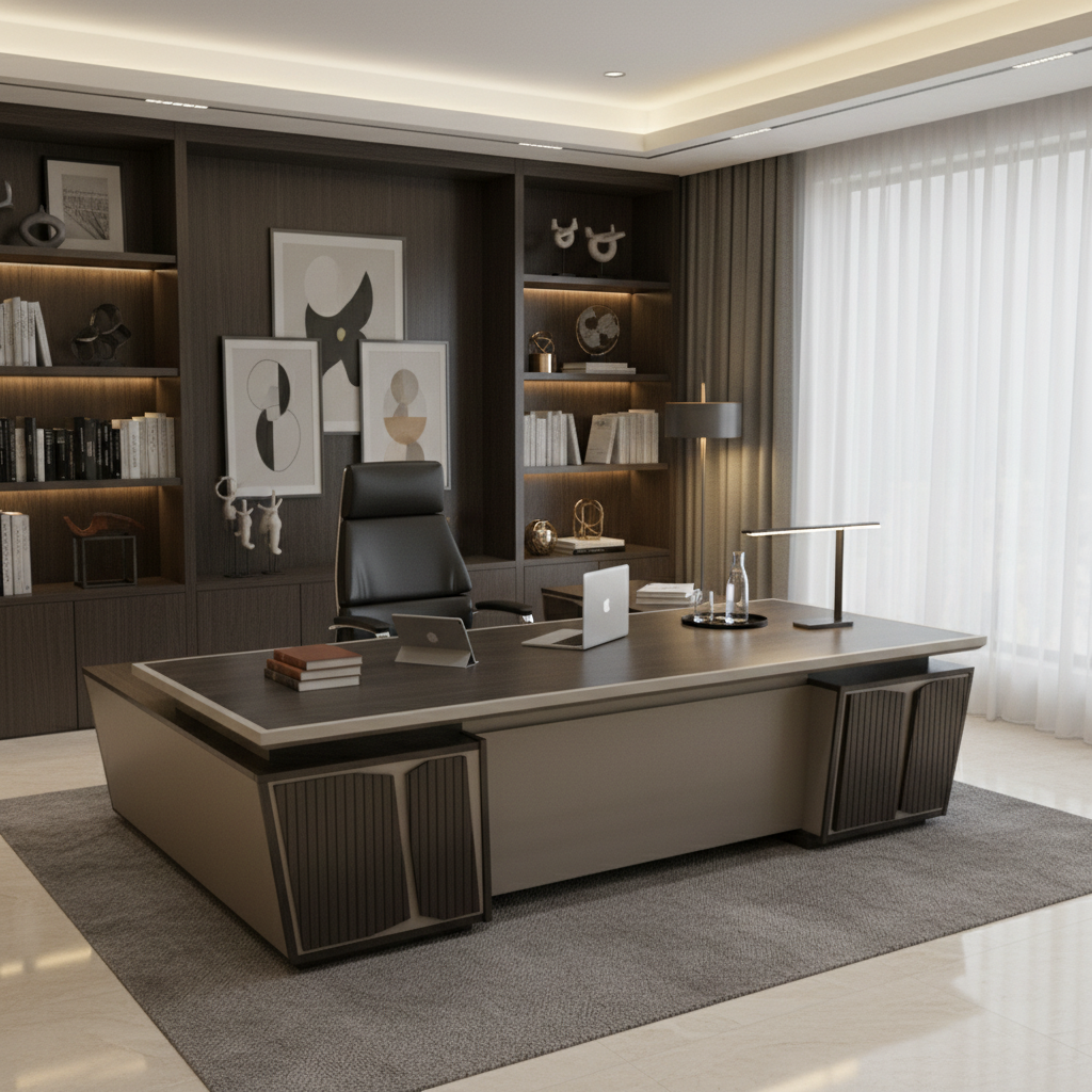 Office Desk 1.8m Purple Gold & Light Khaki | Premium Executive Desk UAE