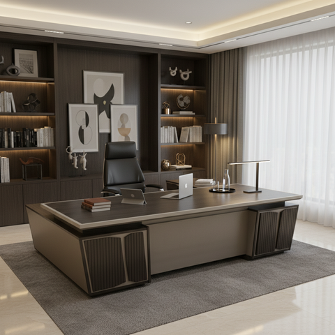 Office Desk 1.8m Purple Gold & Light Khaki | Premium Executive Desk UAE