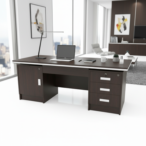 Office Desk 1.4m Coffee Brown (140x70x75cm) - Premium Workspace Furniture UAE