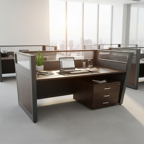 1-Person Coffee & Grey Workstation Desk 120x60cm | Office Furniture UAE