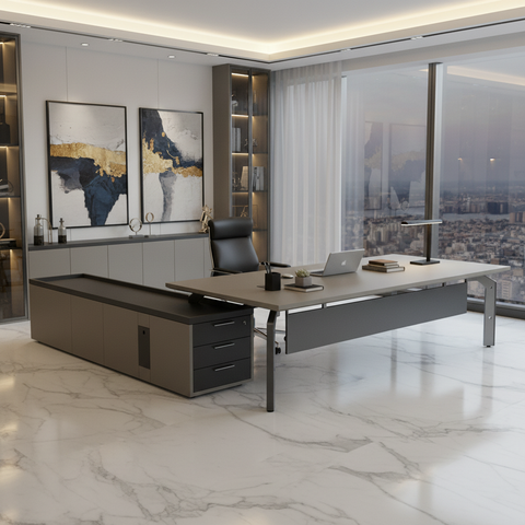 L-Shape Office Desk 1.6m Light Oak | Premium Executive Desk UAE