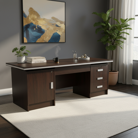 Office Desk 1.4m Coffee Brown (140x70x75cm) - Premium Workspace Furniture UAE
