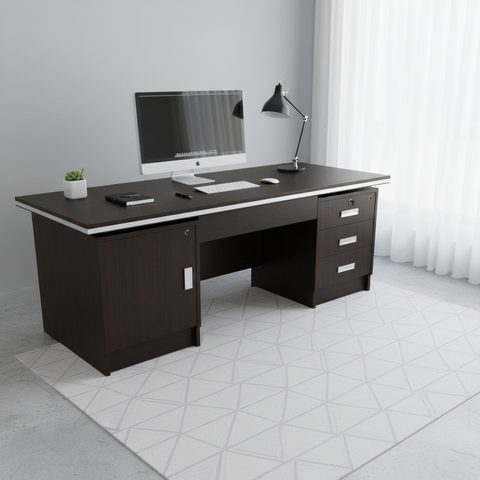 Office Desk 1.4m Coffee Brown (140x70x75cm) - Premium Workspace Furniture UAE