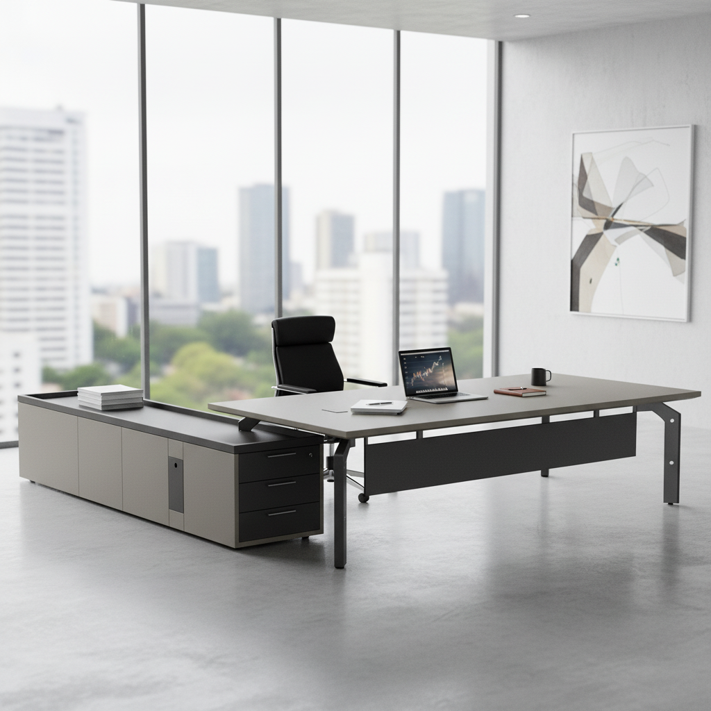 L-Shape Office Desk 1.6m Light Oak | Premium Executive Desk UAE