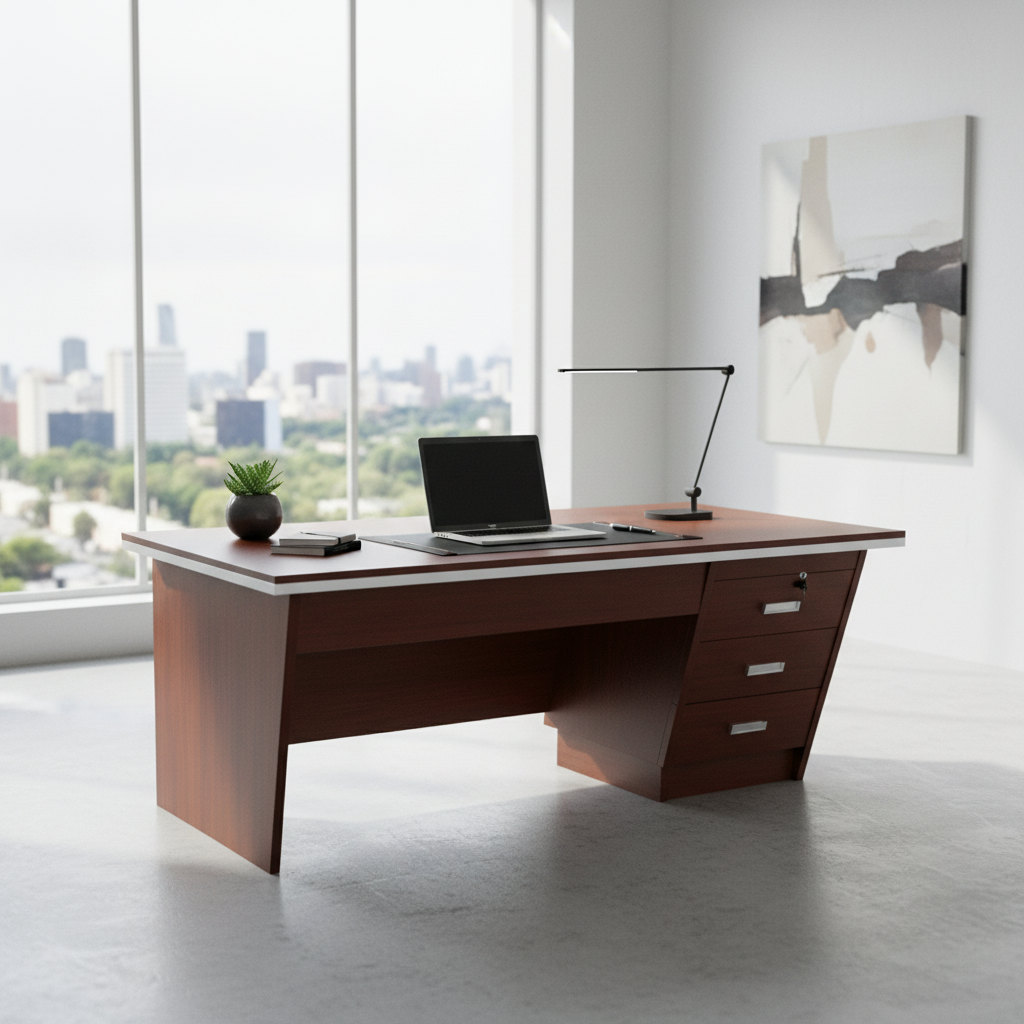 Office Desk 1M Golden Oak (100x60x75cm) | Premium Workspace Furniture UAE