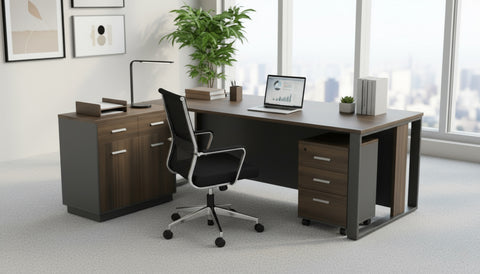 Executive Office Desk Set with Side Table & Pedestal Drawer 180cm - Dubai UAE
