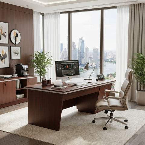 Office Desk 1M Golden Oak (100x60x75cm) | Premium Workspace Furniture UAE