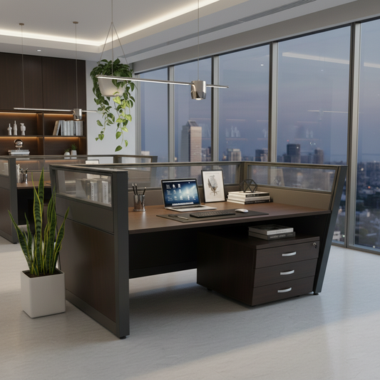 1-Person Office Workstation Coffee & Grey 120cm | UAE-Wide Delivery
