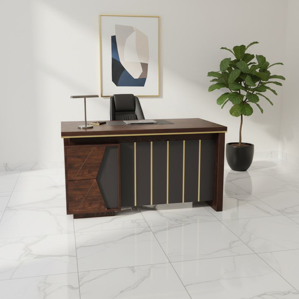 Office Desk 1.4m Golden Oak Grey 140x70x75cm - UAE Wide Delivery