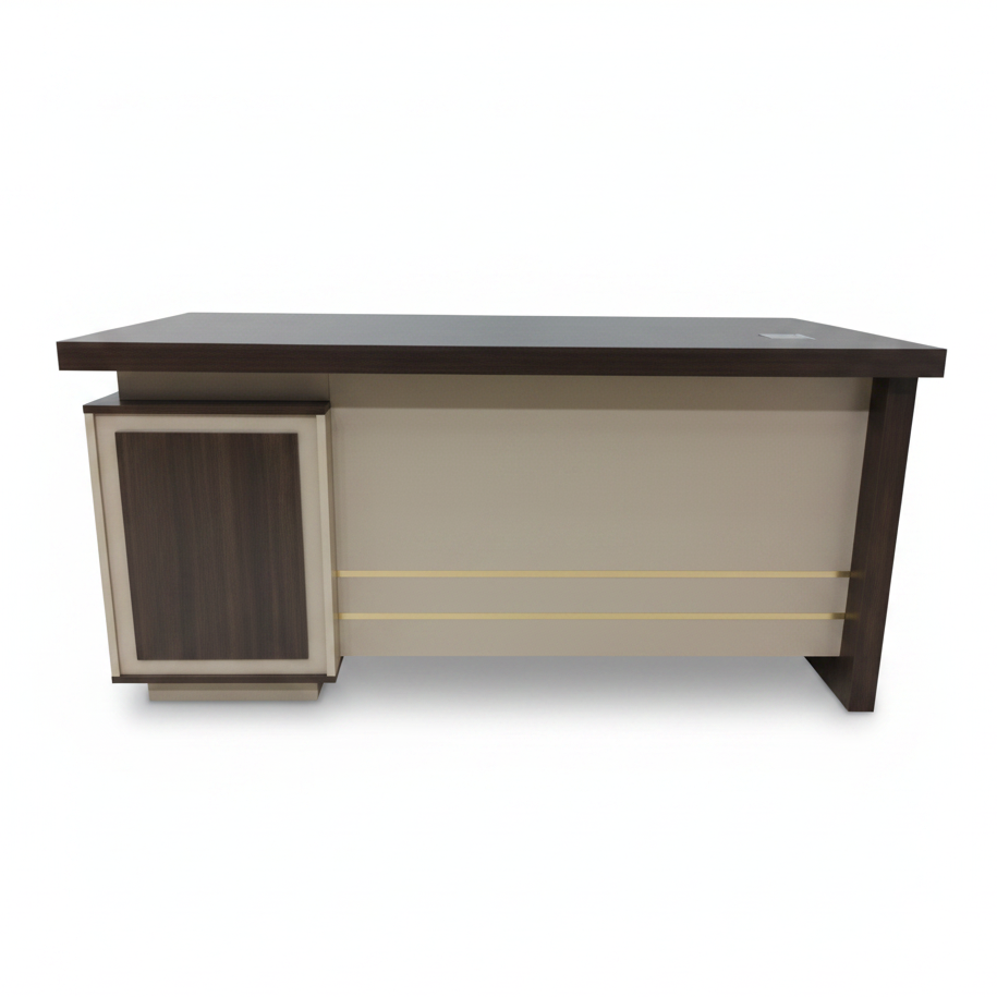 Office Table 140x70x75cm Oak and Khaki | Modern Executive Desk White Background | Buy Office Furniture UAE