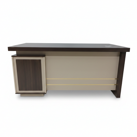 Office Table 140x70x75cm Oak and Khaki | Modern Executive Desk White Background | Buy Office Furniture UAE