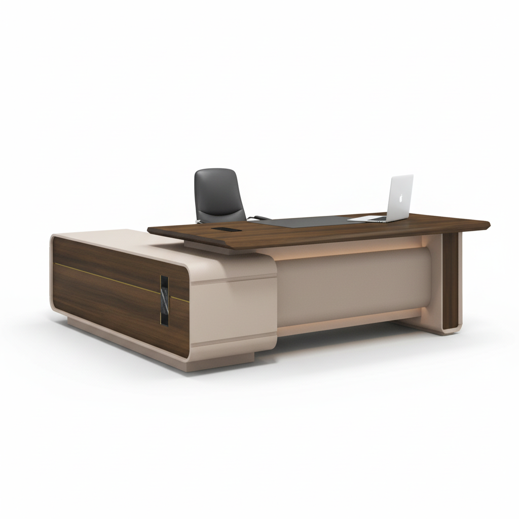Executive Office Desk with Storage - Velora 240 | Modern L-Shaped Workstation Dubai UAE