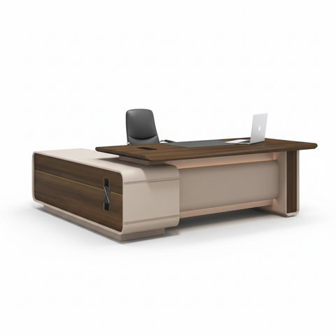 Executive Office Desk with Storage - Velora 240 | Modern L-Shaped Workstation Dubai UAE
