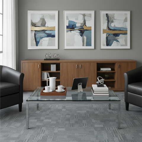 Premium Rectangular Coffee Table Glass Top Steel Frame - Dubai Abu Dhabi UAE