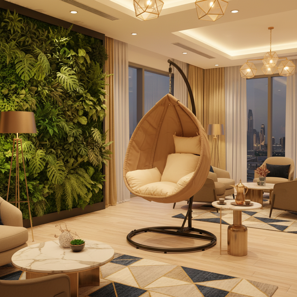 Swing Chair UAE | Premium Beige Outdoor Swing Chair for Home & Office