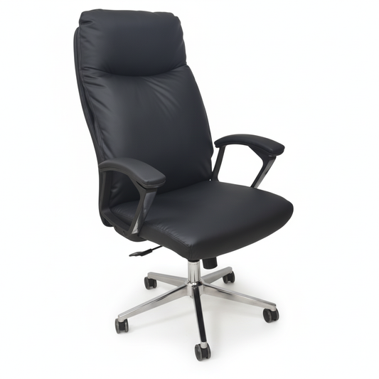 Executive Office Chair High Back PU Leather Boss Chair UAE | Chrome Base Ergonomic Desk Chair | IH A35
