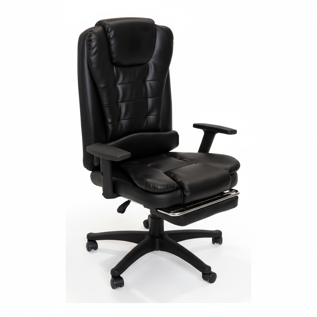 Executive Office Chair with Footrest UAE | Ergonomic PU Leather Recliner Black | IH 3600