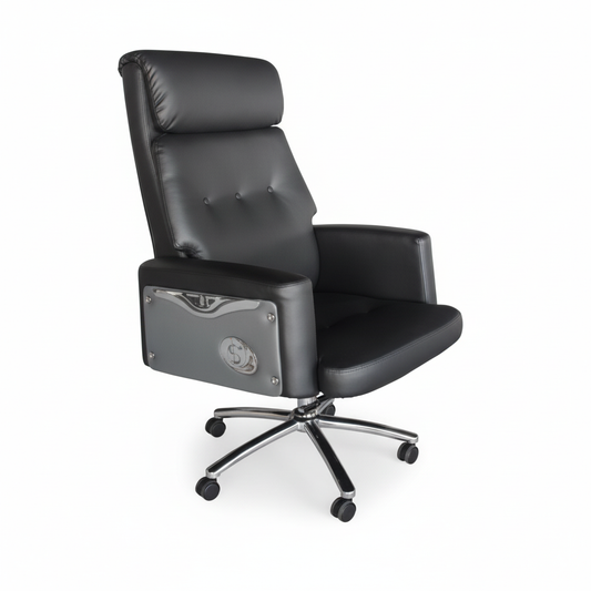 Executive Boss Chair Black - High Back Recliner Office Chair with Chrome Base UAE | IH 11