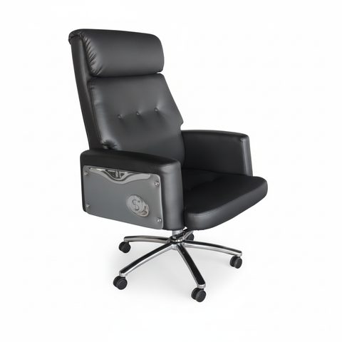Executive Boss Chair Black - High Back Recliner Office Chair with Chrome Base UAE | IH 11