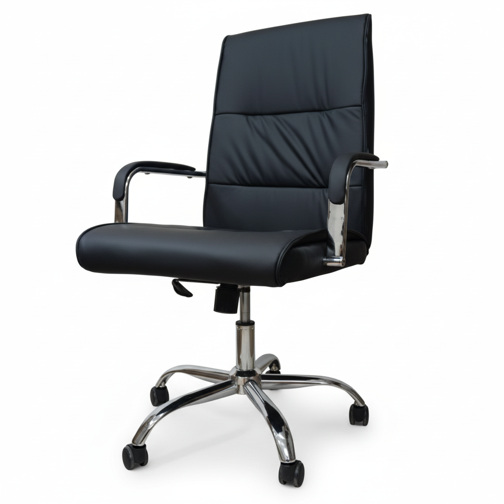 High Back Executive Office Chair UAE | Ergonomic PU Leather Chair with Chrome Base | IH 107