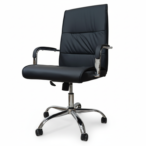 High Back Executive Office Chair UAE | Ergonomic PU Leather Chair with Chrome Base | IH 107