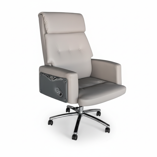 Executive Boss Chair Grey - High Back Recliner Office Chair with Chrome Base UAE | IH 11