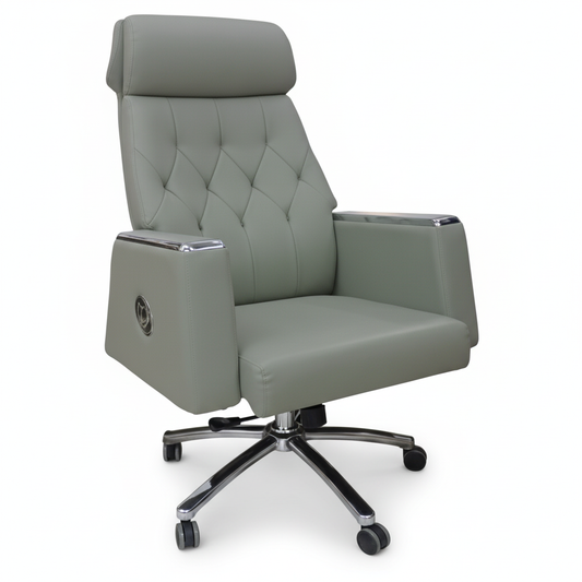 Executive Boss Chair UAE | High Back Recliner Grey Office Chair with Chrome Base | IH A23