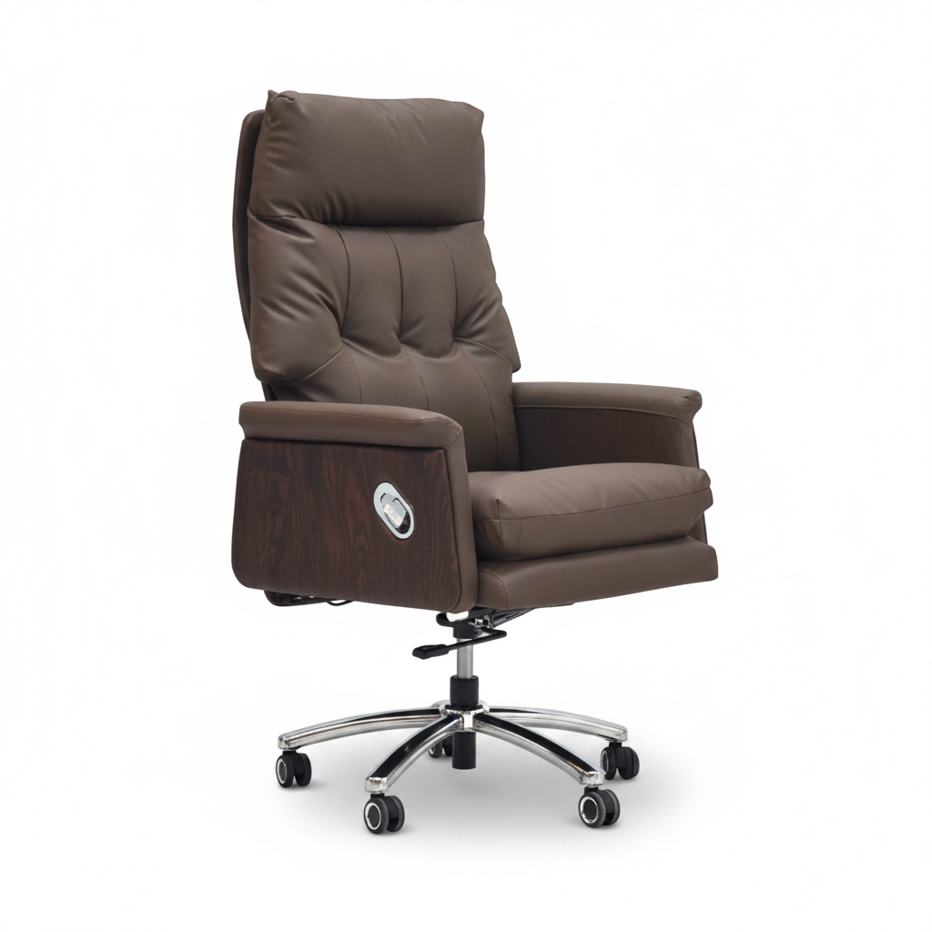 PU Leather Executive Office Chair White Background – Premium Boss Chair UAE | IH-A33H