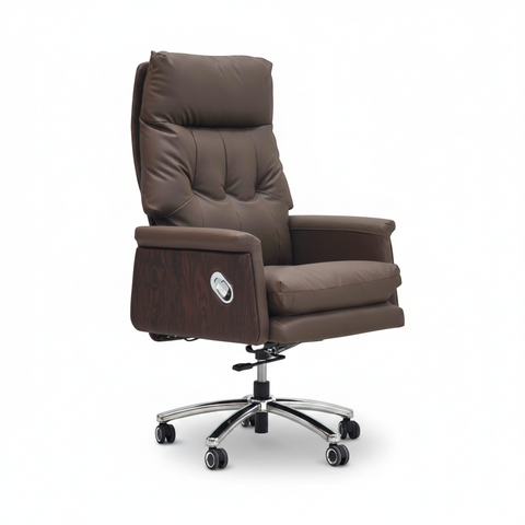 PU Leather Executive Office Chair White Background – Premium Boss Chair UAE | IH-A33H