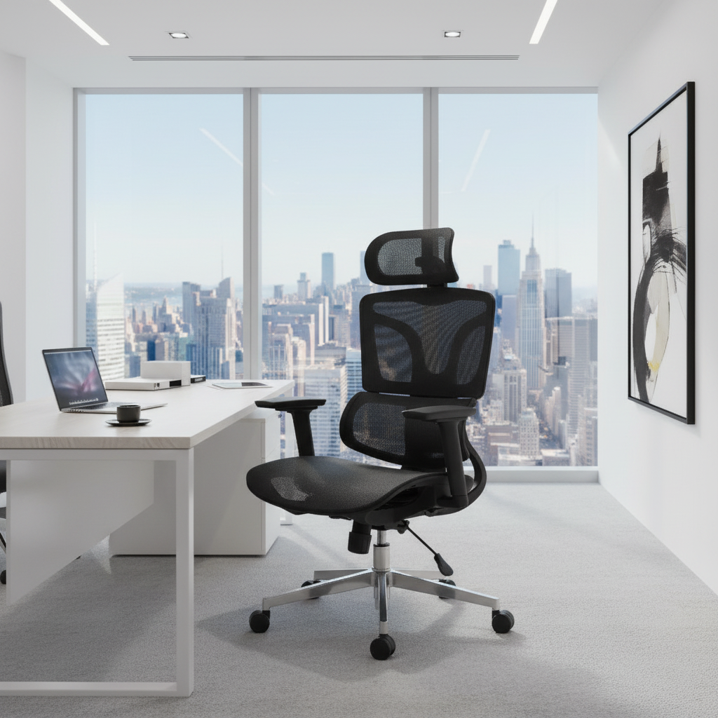 Ergonomic Mesh Office Chair with Lumbar Support & Headrest - High Back Executive Chair UAE | IH A-217