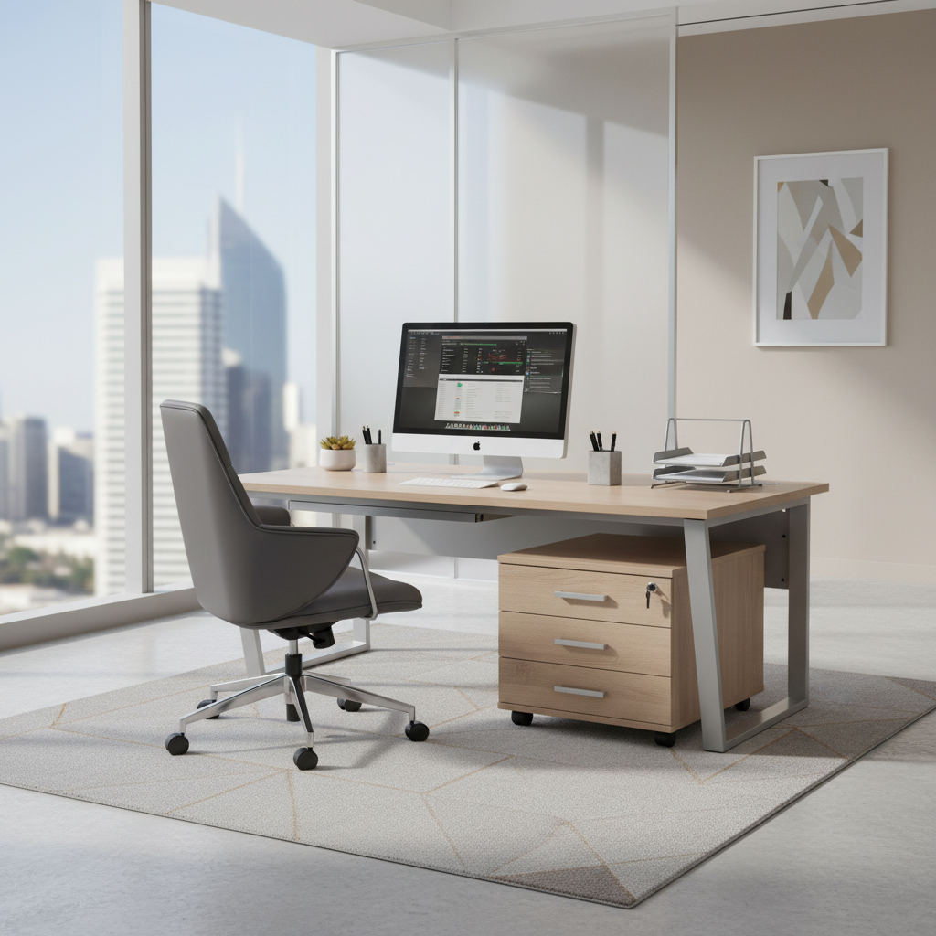 Office Desk 1.2m Beech White | Premium Workstation UAE | INFINI HOMES