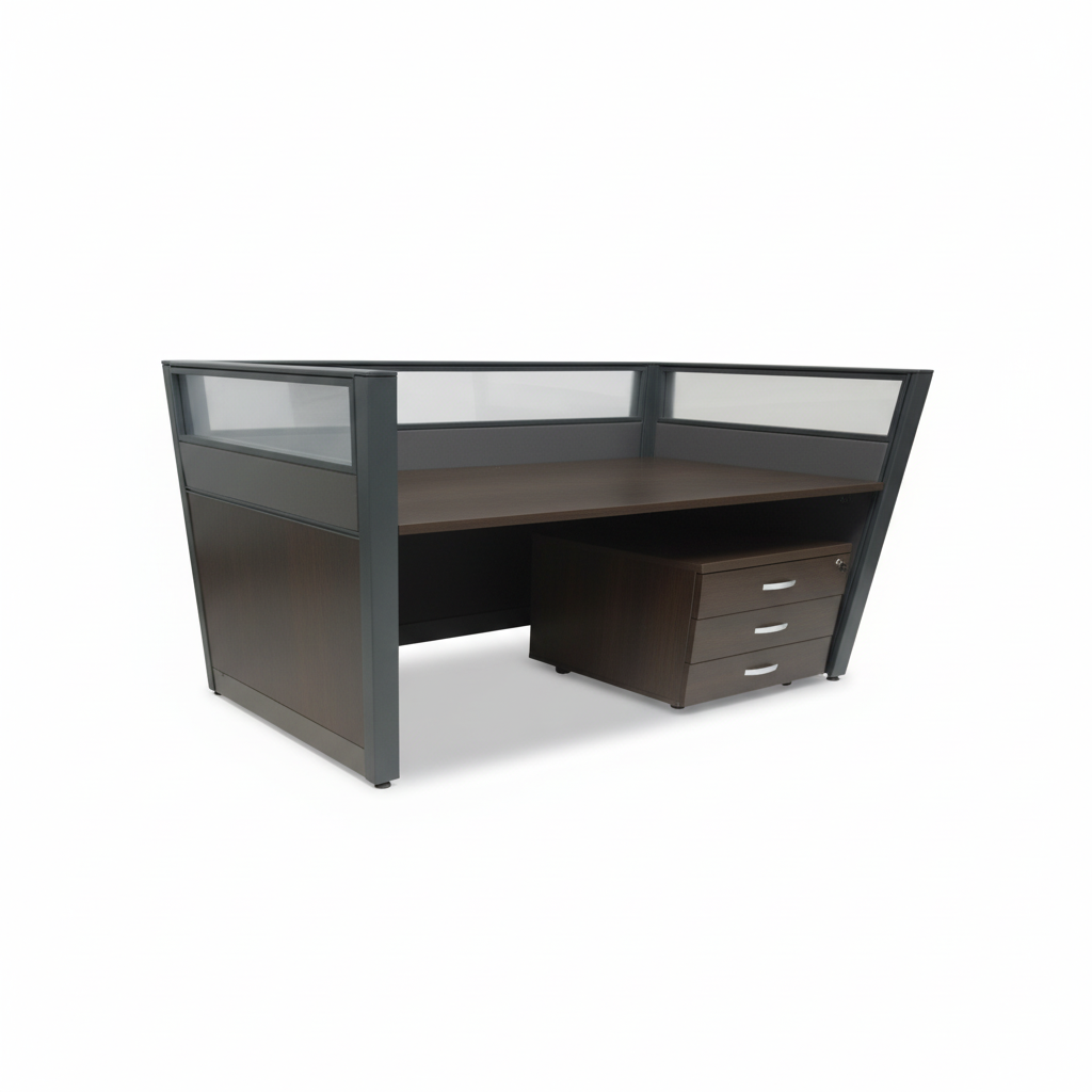 1-Person Coffee & Grey Workstation Desk 120x60cm | Office Furniture UAE
