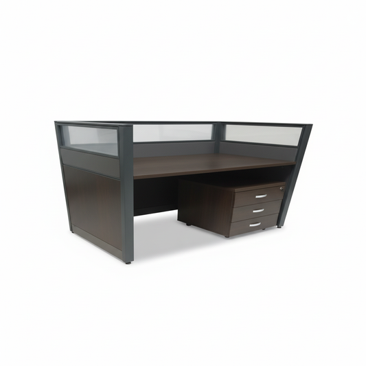 1-Person Office Workstation Coffee & Grey 120cm | UAE-Wide Delivery