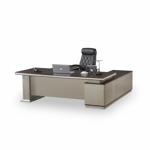 L-Shape Office Desk 1.8m Oak & Khaki | Premium Executive Desk UAE