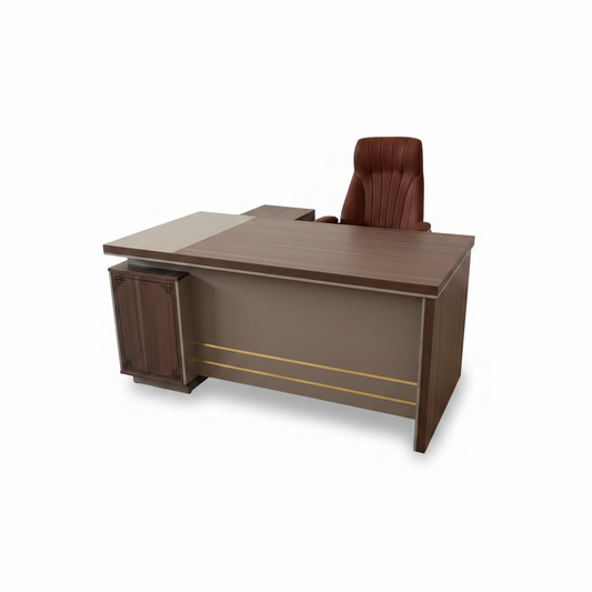 L-Shape Office Desk 1.6m Oak & Khaki | Premium Executive Desk UAE