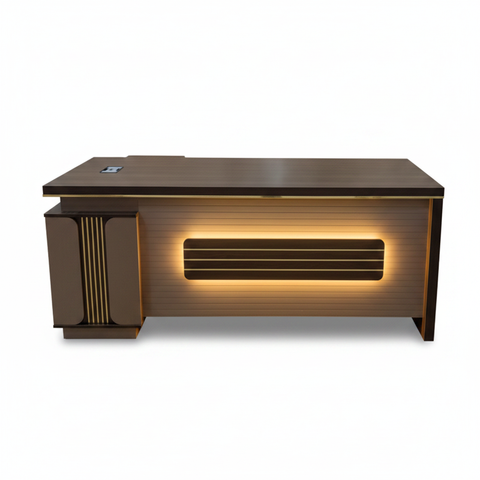 INFINI HOMES IHF725-160 Office Table Wenge Grey LED Light – White Background | Dubai UAE