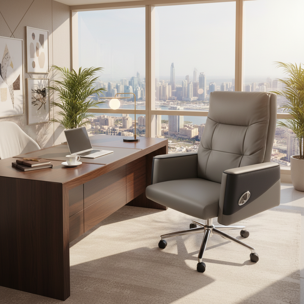 Premium Recliner Office Chair Boss (PU Leather) Grey - Ergonomic Executive Chair UAE