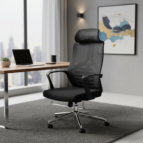 Ergonomic Mesh High Back Office Chair with Headrest - Dubai UAE | Premium Executive Chair | IH 2259-N
