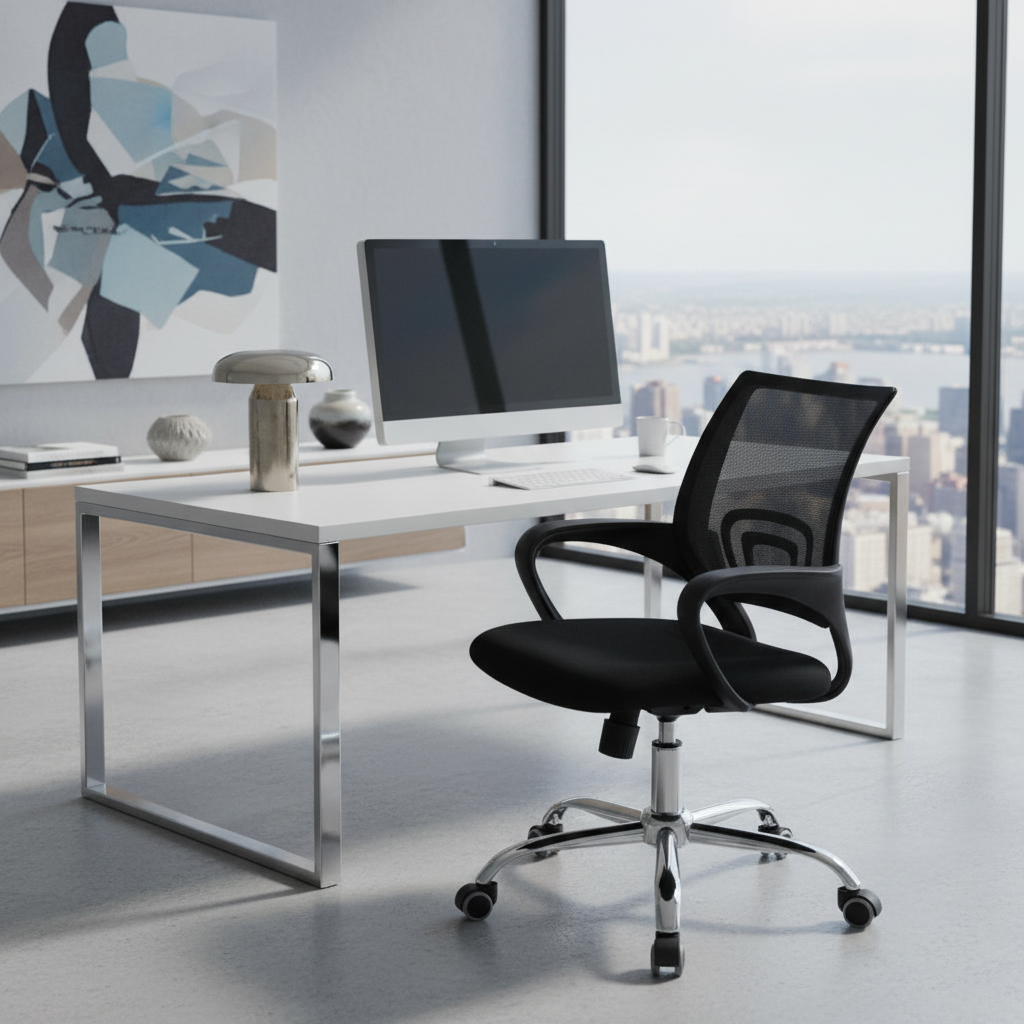 Low Back Mesh Office Chair UAE | Ergonomic Chrome Base with Tilt & Height Adjustment | IH 509