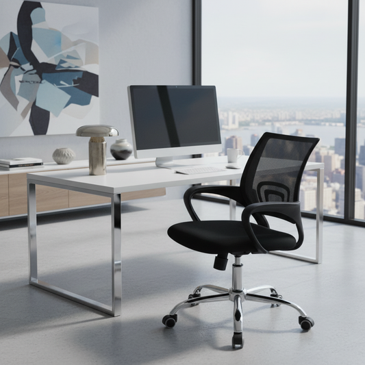 Low Back Mesh Office Chair UAE | Ergonomic Chrome Base with Tilt & Height Adjustment | IH 509