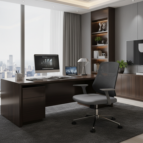 Medium Back Mesh Office Chair UAE | Ergonomic Chrome Base | Dubai Abu Dhabi