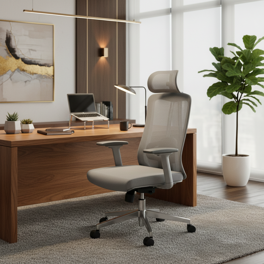 Ergonomic Mesh Office Chair with Headrest - High Back Executive Chair UAE | Grey IH A213-H