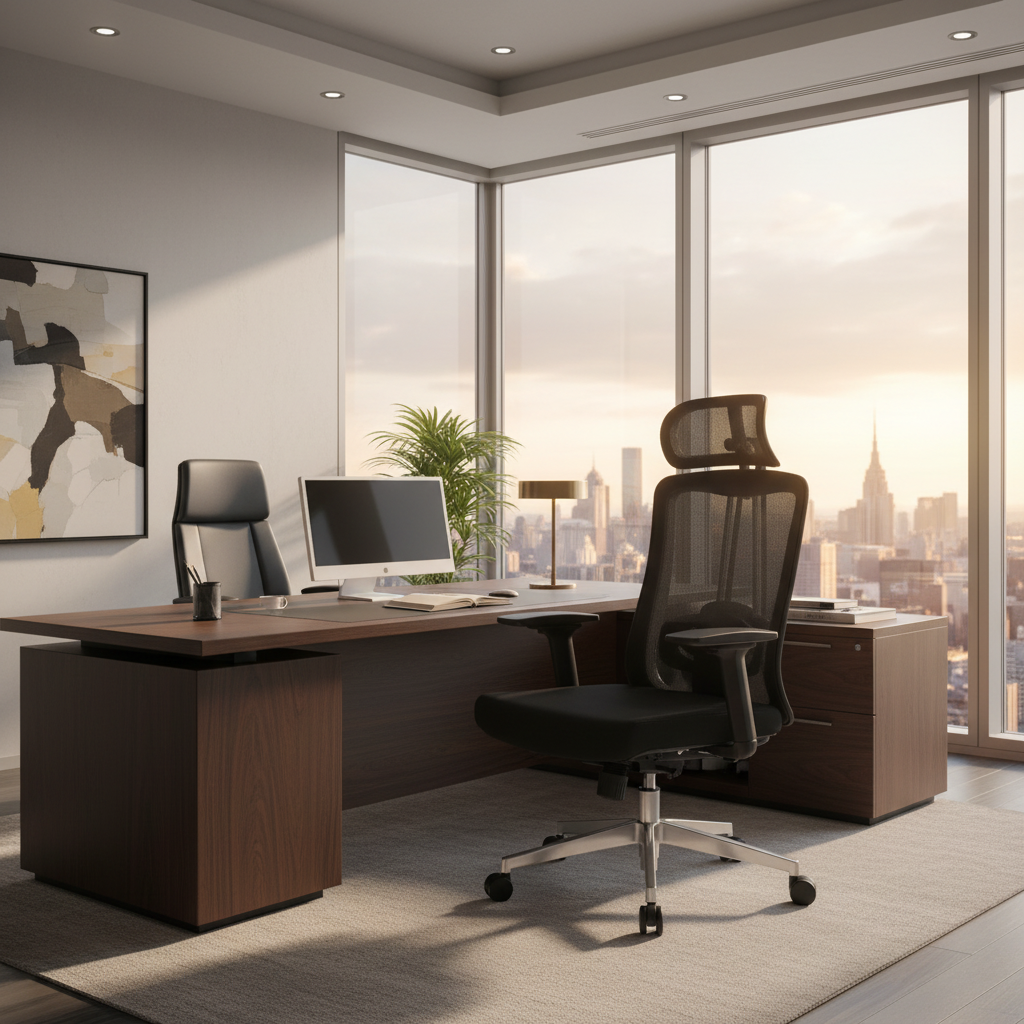 Ergonomic Mesh Office Chair with Headrest - High Back Executive Chair UAE | Black IH A213-H